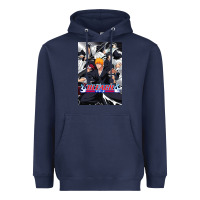 Navy Bleachs Anime Heavyweight Hoodie - linhVisuals