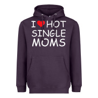Plum i love hot single moms tee red heart hot mother milf mommy t shirt Heavyweight Hoodie - linhVisuals