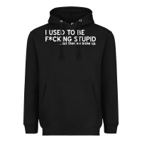 Black i used to be f cking stupid Heavyweight Hoodie - linhVisuals