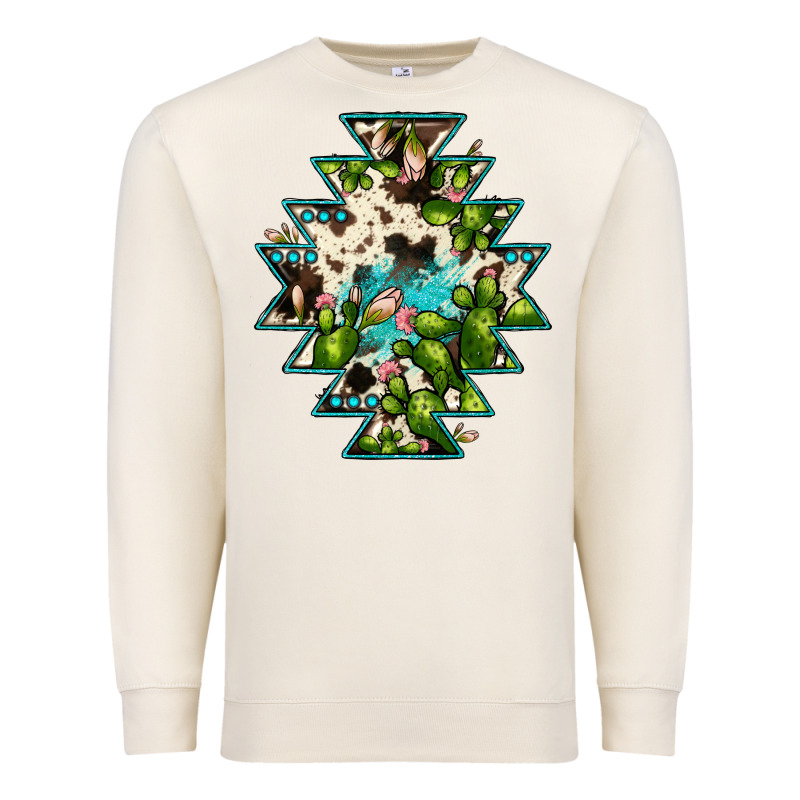 Aztec  Cowhide Cactus Gemstone Premium Sweatshirt by JahusDesignShop | Teevron