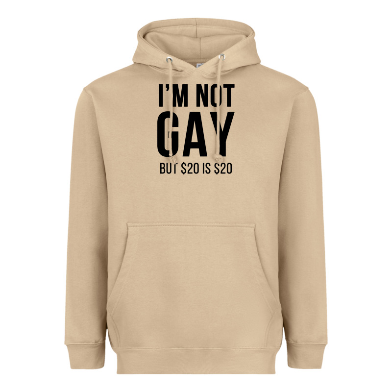 I'm Not Gay But $20 Is $20 (white) Heavyweight Hoodie by linhVisuals | Teevron