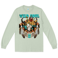 Matcha Wild Soul Bull Skull Long Sleeve Tee - FaDigitalArtStudio
