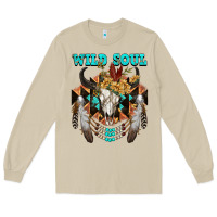 Mushroom Wild Soul Bull Skull Long Sleeve Tee - FaDigitalArtStudio