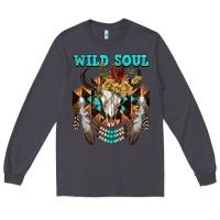 Smoke Wild Soul Bull Skull Long Sleeve Tee - FaDigitalArtStudio