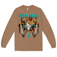 Toasted Coconut Wild Soul Bull Skull Long Sleeve Tee - FaDigitalArtStudio