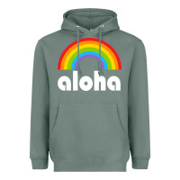 Sage Aloha Rainbow Hawaii 808 Island Hawaiian Heavyweight Hoodie - linhVisuals