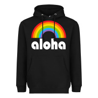 Black Aloha Rainbow Hawaii 808 Island Hawaiian Heavyweight Hoodie - linhVisuals