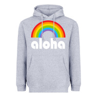 Heather Grey Aloha Rainbow Hawaii 808 Island Hawaiian Heavyweight Hoodie - linhVisuals