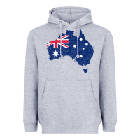 Heather Grey Australia Map Flag Drawing Line Art Heavyweight Hoodie - linhVisuals
