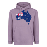 Lavender Australia Map Flag Drawing Line Art Heavyweight Hoodie - linhVisuals