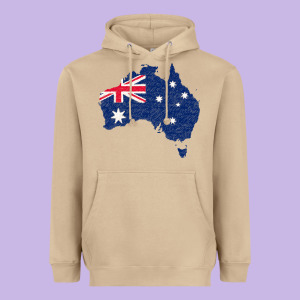 Australia Map Flag Drawing Line Art Heavyweight Hoodie Designed By Linhvisuals