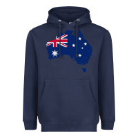 Navy Australia Map Flag Drawing Line Art Heavyweight Hoodie - linhVisuals