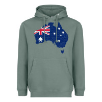Sage Australia Map Flag Drawing Line Art Heavyweight Hoodie - linhVisuals