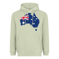 Matcha Australia Map Flag Drawing Line Art Heavyweight Hoodie - linhVisuals