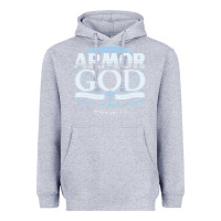 Heather Grey armor of god bible verse scripture Heavyweight Hoodie - linhVisuals