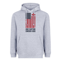 Heather Grey american flag one nation under god Heavyweight Hoodie - linhVisuals