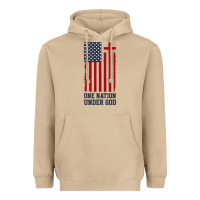 American Flag One Nation Under God Heavyweight Hoodie | Teevron