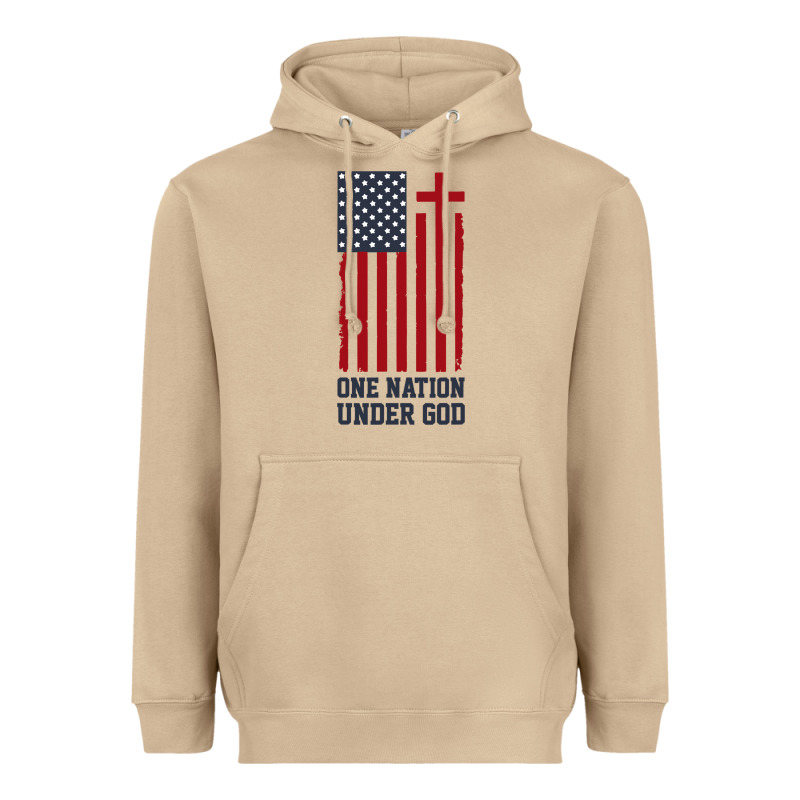 American Flag One Nation Under God Heavyweight Hoodie by linhVisuals | Teevron
