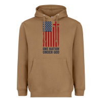 Toasted Coconut american flag one nation under god Heavyweight Hoodie - linhVisuals