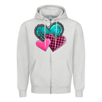 Dove Grey valentine's day hearts Zipper Hoodie - AdoDesignShop