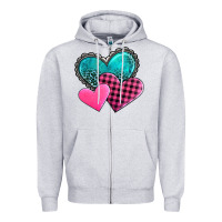Heather Grey valentine's day hearts Zipper Hoodie - AdoDesignShop