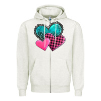 Oatmeal Heather valentine's day hearts Zipper Hoodie - AdoDesignShop