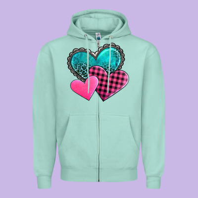 Valentine's Day Hearts Zipper Hoodie Designed By Adodesignshop