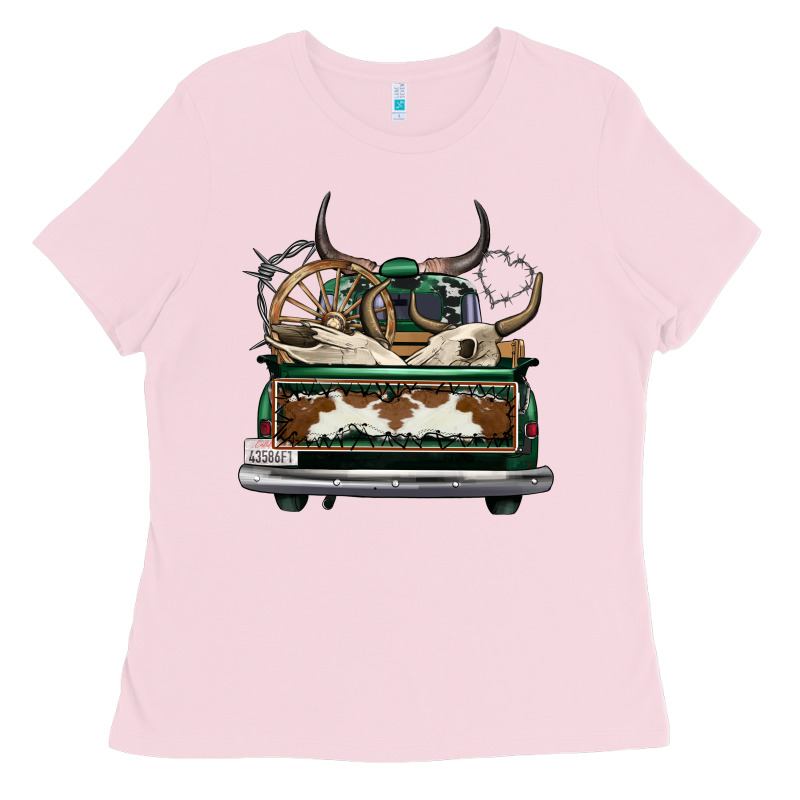 Cowhide And Hunter Truck Olivia Ladies Tee by OliviaCreatesArt | Teevron