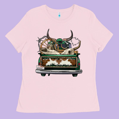 Cowhide And Hunter Truck Olivia Ladies Tee Designed By Oliviacreatesart