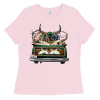 Bubblegum Pink cowhide and hunter truck olivia Ladies Tee - OliviaCreatesArt