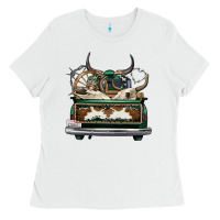 White cowhide and hunter truck olivia Ladies Tee - OliviaCreatesArt