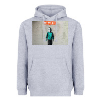 Heather Grey banksy nobody likes me boy Heavyweight Hoodie - linhVisuals