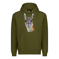 Army Green Guanaco Llama Head Premium Hoodie - LillyAllenDesigns