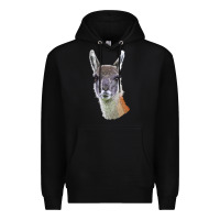 Black Guanaco Llama Head Premium Hoodie - LillyAllenDesigns
