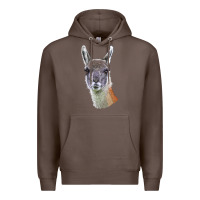 Coffee Guanaco Llama Head Premium Hoodie - LillyAllenDesigns