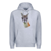 Heather Grey Guanaco Llama Head Premium Hoodie - LillyAllenDesigns