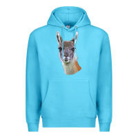 Ocean Blue Guanaco Llama Head Premium Hoodie - LillyAllenDesigns