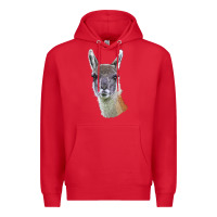 Red Guanaco Llama Head Premium Hoodie - LillyAllenDesigns