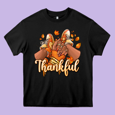 Thankful Black Girl Sneakers Heavy Core Tee Designed By Ranaportraitstore