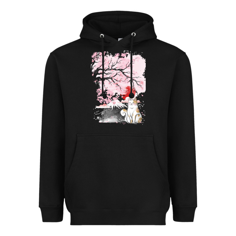 Japan T  Shirt Sakura Cat T  Shirt Heavyweight Hoodie by linhVisuals | Teevron