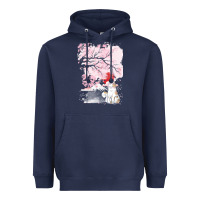 Navy japan t  shirt sakura cat t  shirt Heavyweight Hoodie - linhVisuals
