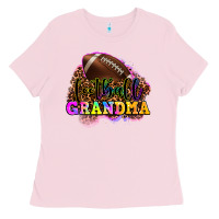 Bubblegum Pink football grandma Ladies Tee - OliviaCreatesArt
