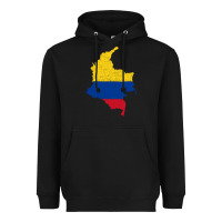 Black colombia Flag Map Drawing Line Art Heavyweight Hoodie - linhVisuals