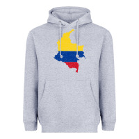Heather Grey colombia Flag Map Drawing Line Art Heavyweight Hoodie - linhVisuals