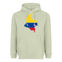 Colombia Flag Map Drawing Line Art Heavyweight Hoodie | Teevron