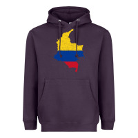 Plum colombia Flag Map Drawing Line Art Heavyweight Hoodie - linhVisuals