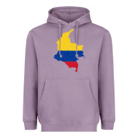 Lavender colombia Flag Map Drawing Line Art Heavyweight Hoodie - linhVisuals