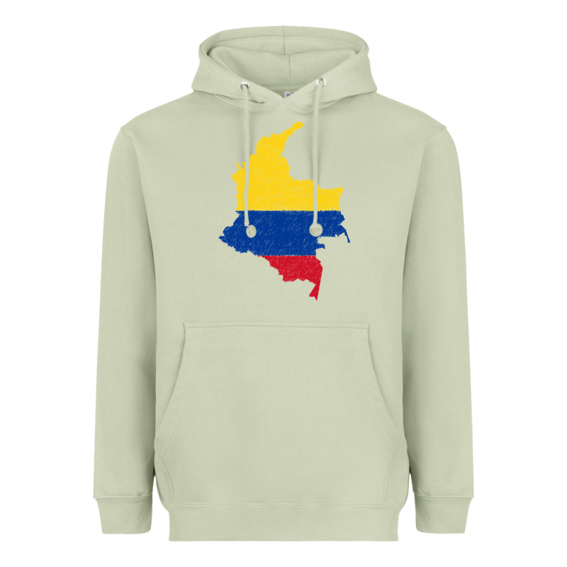 Colombia Flag Map Drawing Line Art Heavyweight Hoodie by linhVisuals | Teevron