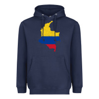 Navy colombia Flag Map Drawing Line Art Heavyweight Hoodie - linhVisuals