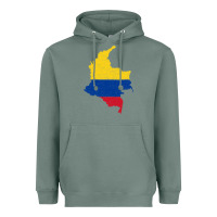 Sage colombia Flag Map Drawing Line Art Heavyweight Hoodie - linhVisuals